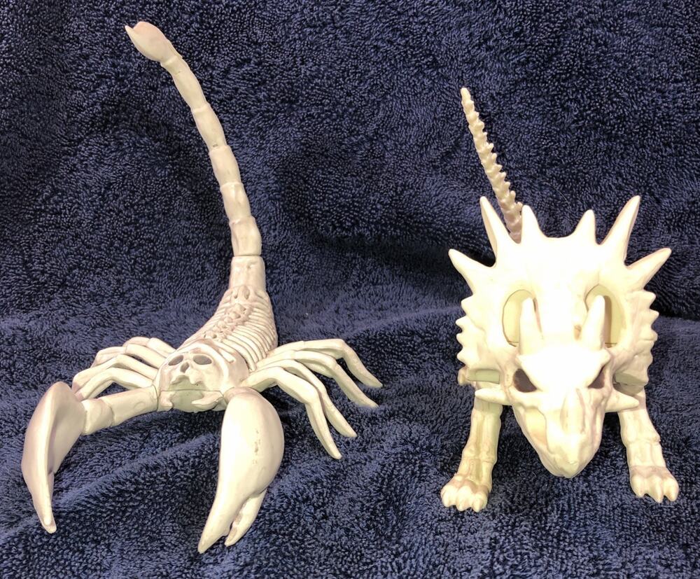 Halloween Skeleton Scorpion & Triceratops Dinosaur Scary Bones 7x6